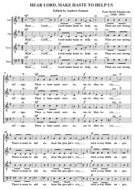 Hear Lord Make Haste To Help Us A Cappella Sheet Music