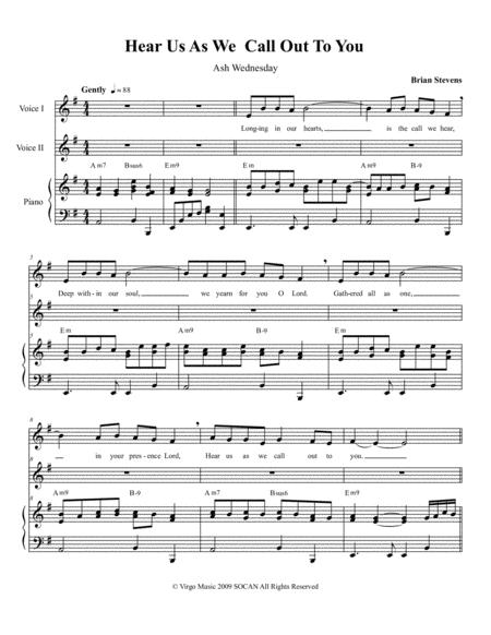 Hear Us As We Call Out To You Sheet Music