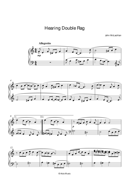 Free Sheet Music Hearing Double Rag