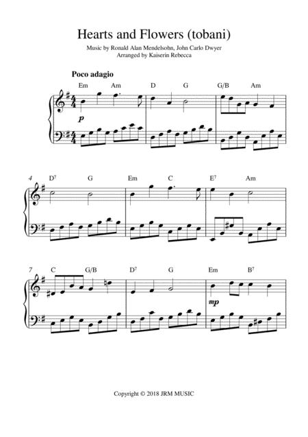 Free Sheet Music Hearts And Flowers Tobani Piano Solo With Chords