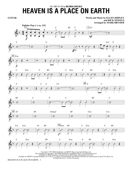 Heaven Is A Place On Earth Arr Mark Brymer Guitar Sheet Music