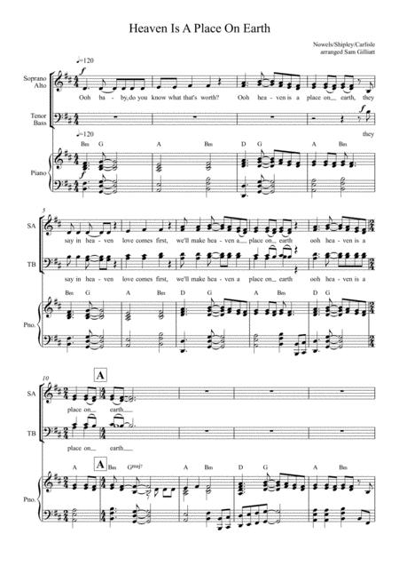 Heaven Is A Place On Earth Satb Choir And Piano Sheet Music