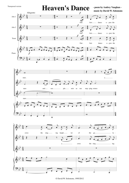 Heavens Dance Low Voices Sheet Music