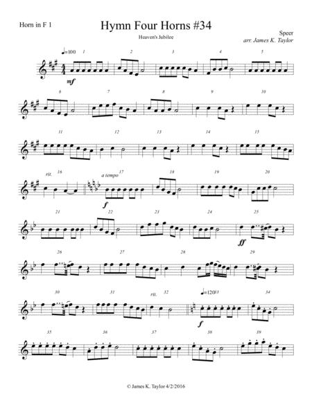 Heavens Jubilee For Horn Quartet 34 Sheet Music