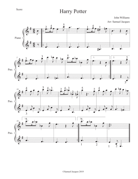 Hedwigs Theme Arrangement Sheet Music