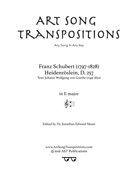 Free Sheet Music Heidenrslein D 257 E Major