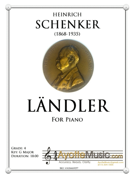 Heinrich Schenker Landler For Piano Solo Op 10 Sheet Music