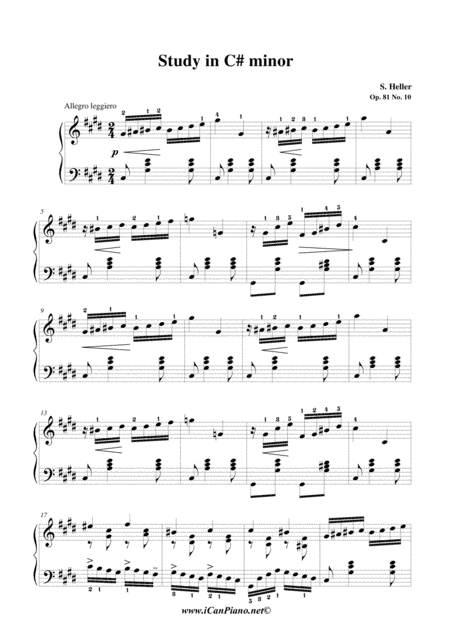 Heller Etude In C Minor Op 81 No 10 Sheet Music