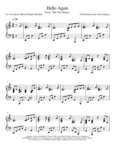 Free Sheet Music Hello Again