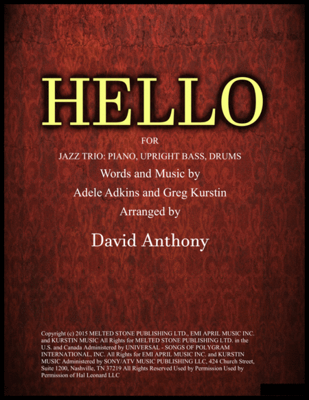 Free Sheet Music Hello By Adele For Jazz Trio