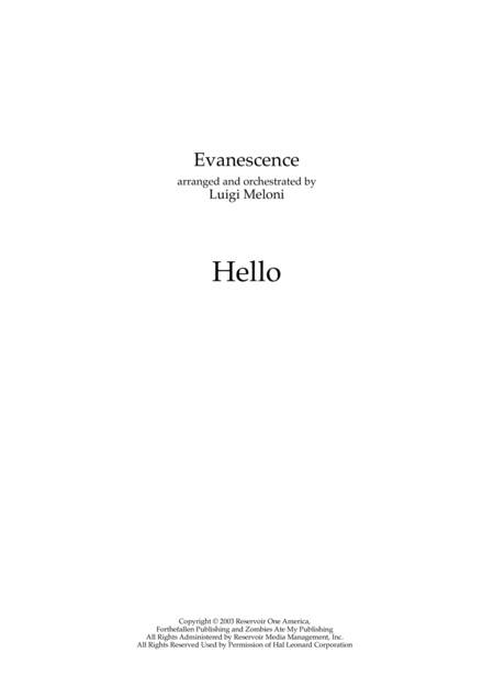 Free Sheet Music Hello Evanescence Orchestral Score And Parts