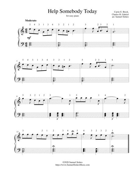 Help Somebody Today For Easy Piano Sheet Music