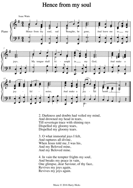 Hence From My Soul A New Tune To A Wonderful Isaac Watts Hymn Sheet Music