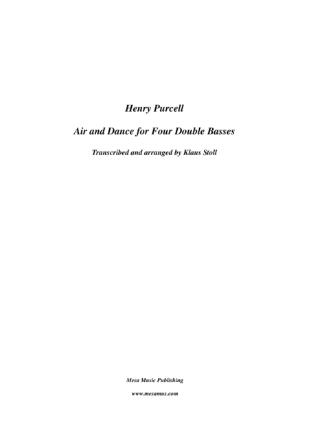 Free Sheet Music Henry Purcell Air And Dance For Four Double Basses Transcribed And Edited By Klaus Stoll