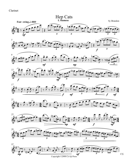 Free Sheet Music Hep Cats For Solo Clarinet