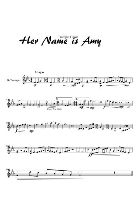 Free Sheet Music Her Name Is Amy Trumpet Choir Part 2