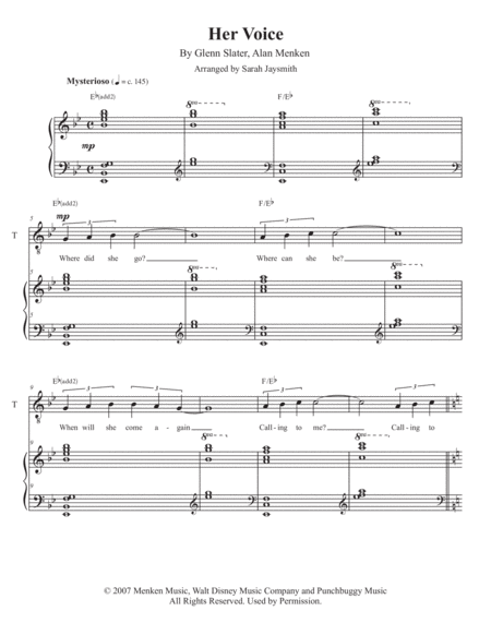 Her Voice Satb With Piano From The Little Mermaid Arranged By Sarah Jaysmith Sheet Music