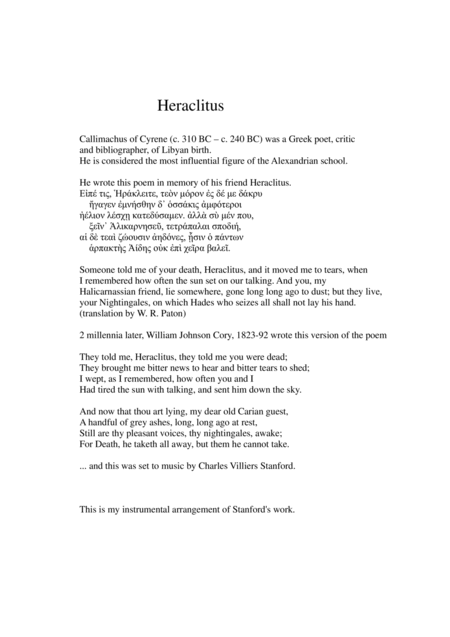 Free Sheet Music Heraclitus For String Quartet