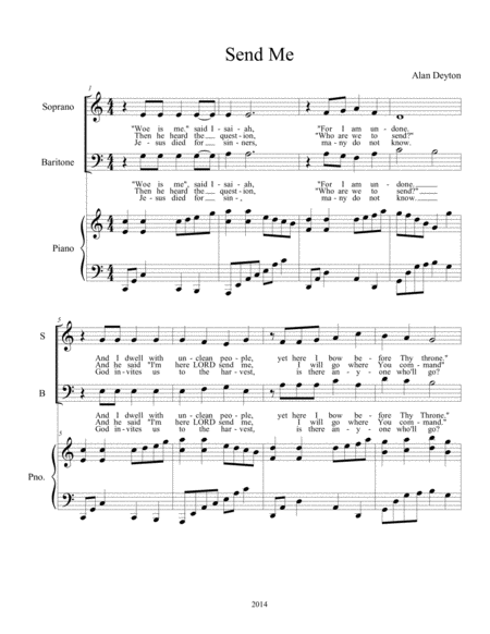 Free Sheet Music Here Am I Lord Send Me