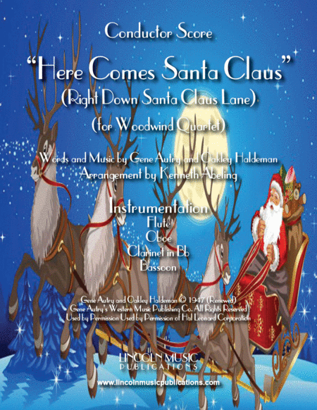 Here Comes Santa Claus For Woodwind Quartet Sheet Music