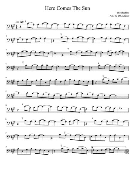 Here Comes The Sun Cello Solo Sheet Music