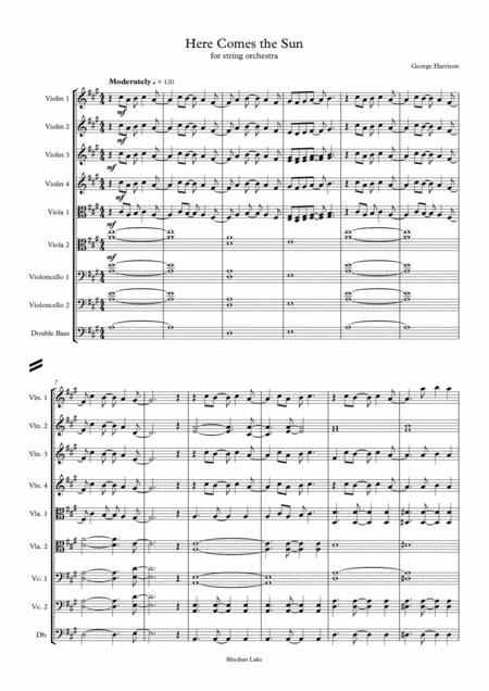 Here Comes The Sun For String Orchestra Sheet Music