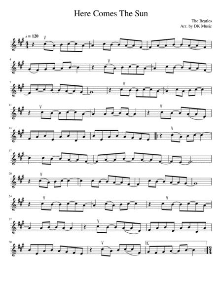 Here Comes The Sun Violin Solo Sheet Music