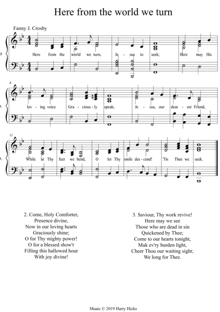Free Sheet Music Here From The World We Turn A New Tune To Fanny Crosbys Wonderful Hymn