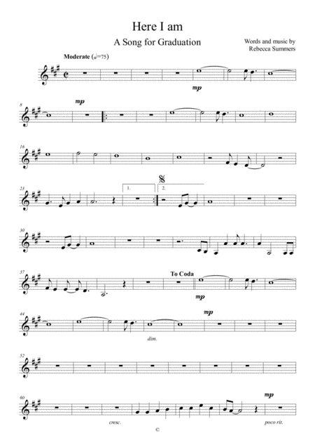 Free Sheet Music Here I Am A Graduation Song Violin