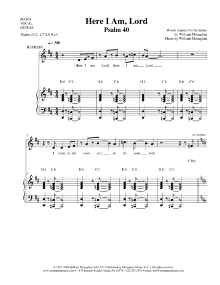 Here I Am Lord Psalm 40 Sheet Music