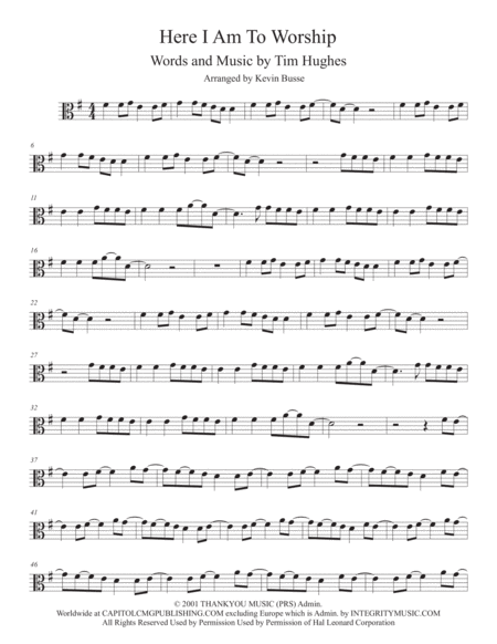 Free Sheet Music Here I Am To Worship Viola