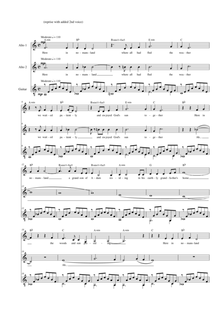 Here In Nomansland Alto Voice And Classical Guitar Sheet Music