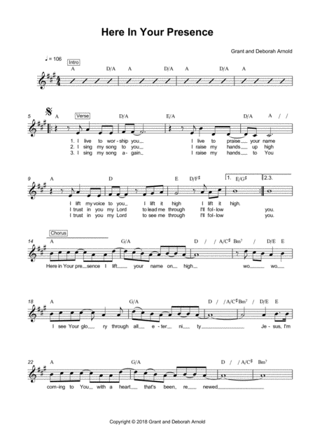 Here In Your Presence Worship Lead Sheet Sheet Music