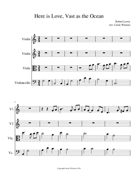 Here Is Love Vast As The Ocean String Quartet Sheet Music