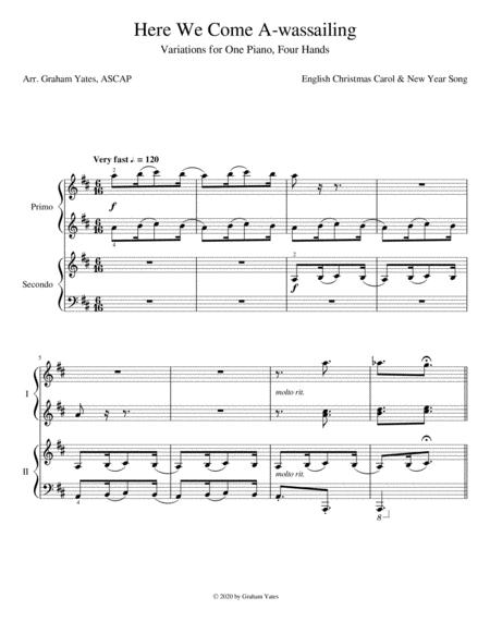 Here We Come A Wassailing Variations For 4 Hand Piano Sheet Music