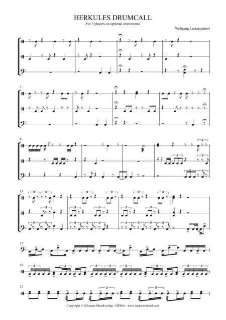 Free Sheet Music Herkules Drumcall