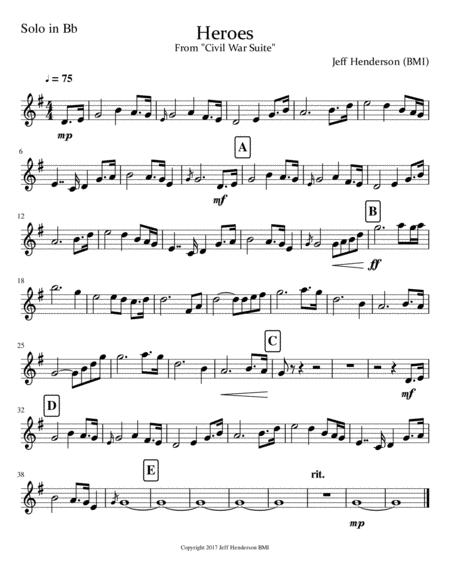 Heroes Bb Solo Part Sheet Music