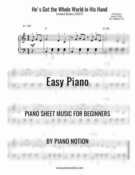 Hes Got The Whole World In His Hand Easy Piano Solo Sheet Music