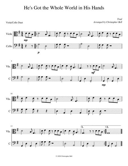 Free Sheet Music Hes Got The Whole World In His Hands Viola Cello Duet