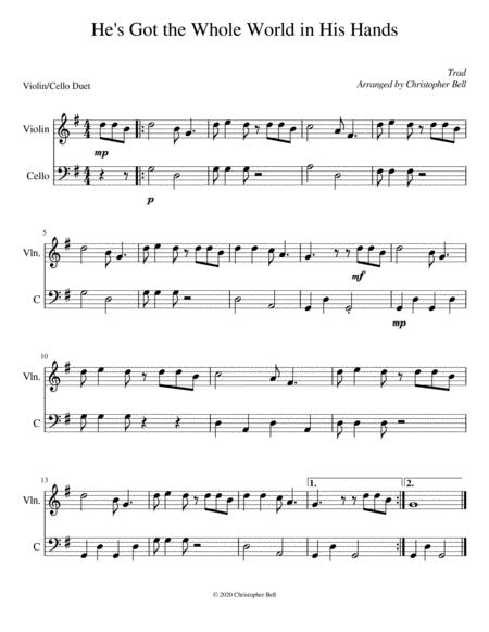 Hes Got The Whole World In His Hands Violin Cello Duet Sheet Music