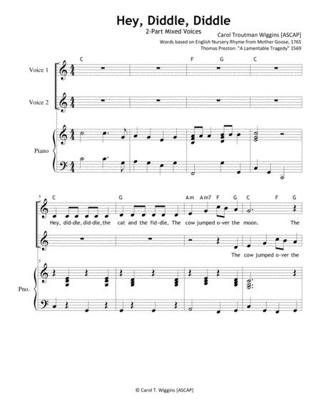 Free Sheet Music Hey Diddle Diddle