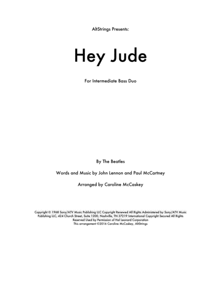 Free Sheet Music Hey Jude Double Bass Duet