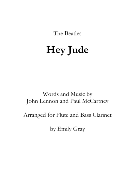 Hey Jude Flute And Bass Clarinet Sheet Music