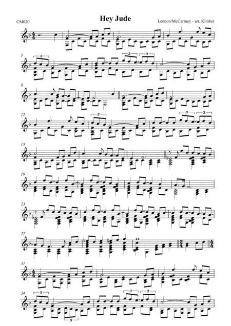 Hey Jude For 2 Octaves Handbells Sheet Music