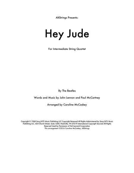 Hey Jude String Quartet Sheet Music