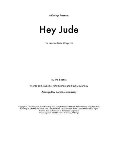 Hey Jude String Trio Violin Viola And Cello Sheet Music