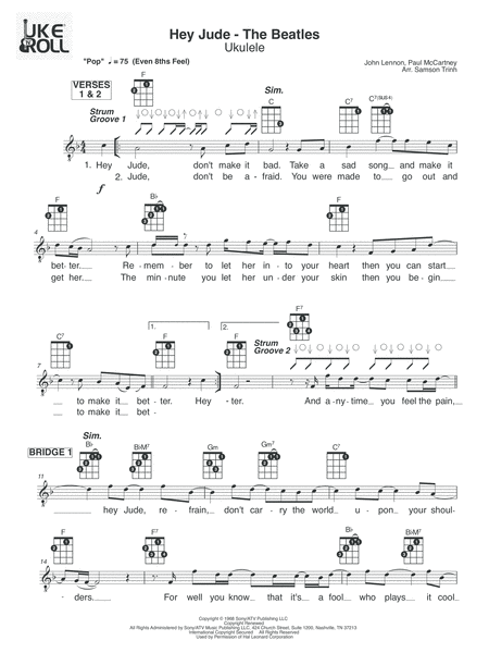 Free Sheet Music Hey Jude Ukulele