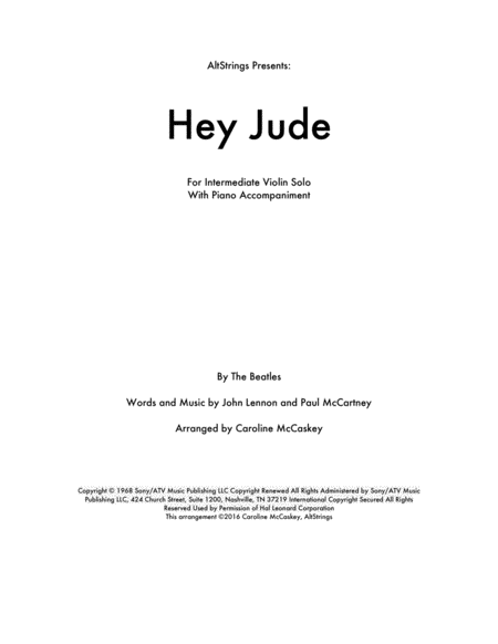 Free Sheet Music Hey Jude Violin Solo Piano Accompaniment