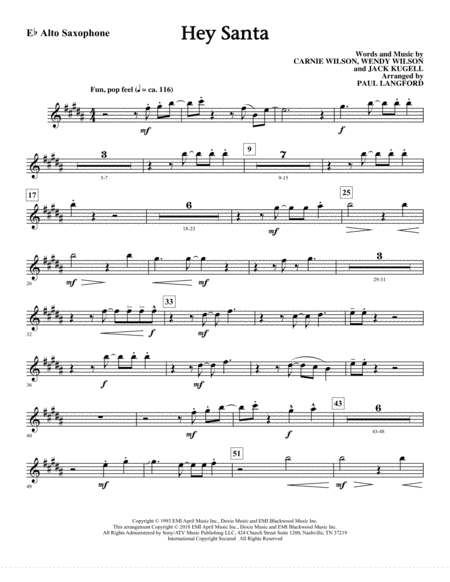 Hey Santa Arr Paul Langford Alto Sax Sheet Music