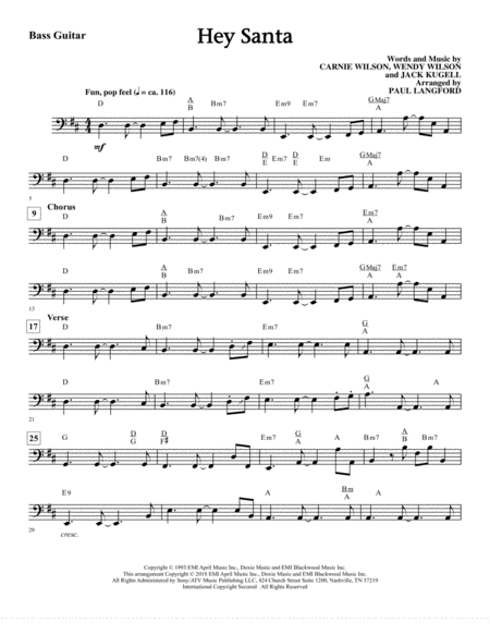 Hey Santa Arr Paul Langford Bass Sheet Music